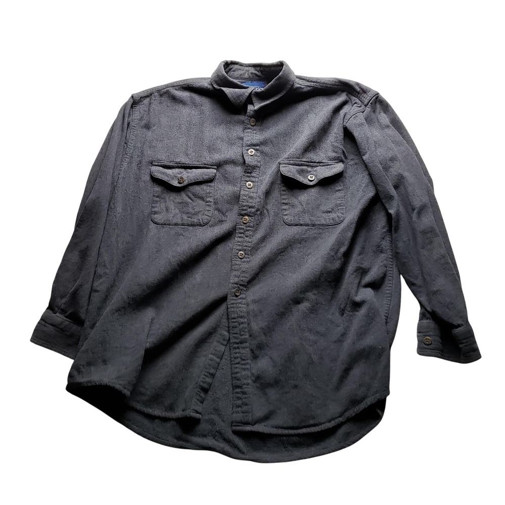 Dutch Harbor Gear Mens XL Flannel Shirt Gray Long Sleeve Button Down Cotton Work